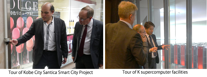 Tour of Kobe City Santica Smart City Project(left), Tour of K supercomputer facilities(right)