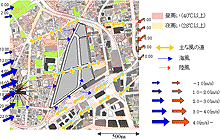 図1大阪駅北地区の気候分析地図
