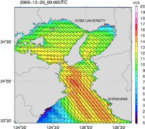 図3　数値気象モデルによる風のシミュレーション例